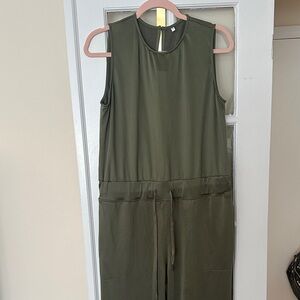 Sleeveless Olive Drawstring Jumpsuit